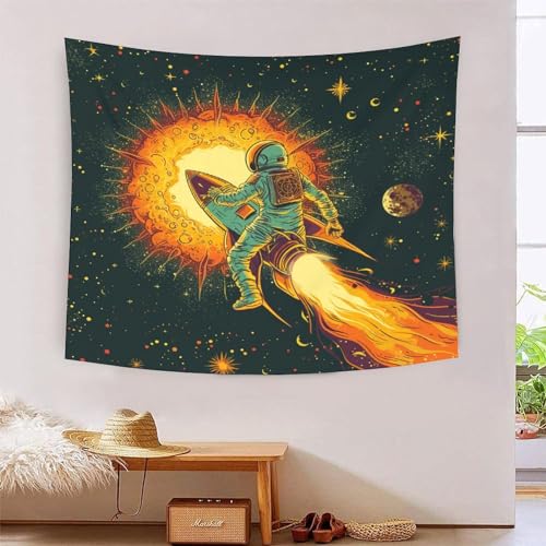 ICFGHJQRS 3D-Cartoon-Astronauten-Druck, Wanddecke, Heimdekoration, Bettwäsche, Poster, Wandkunst, Wandteppich, Wandbehang, weiches Polyester für Schlafzimmer, Dekorationen, Stranddecke von ICFGHJQRS