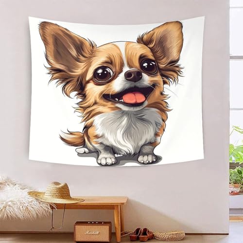 ICFGHJQRS 3D-Chihuahua-Hunde-bedruckte Wanddecke, Heimdekoration, Bettwäsche, Poster, Wandkunst, Wandteppich, Wandbehang, weiches Polyester, für Wohnzimmer, Schlafzimmer, Wohnheim, Dekoration, 180 x von ICFGHJQRS