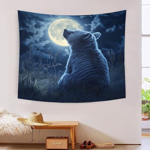ICFGHJQRS 3D-Eisbär-bedruckte Wanddecke, Heimdekoration, Bettwäsche, Poster, Wandkunst, Wandteppich, Wandbehang, Wandteppich, weiches Polyester, für Schlafzimmer, Wohnzimmer, Wohnheim, Heimdekoration von ICFGHJQRS