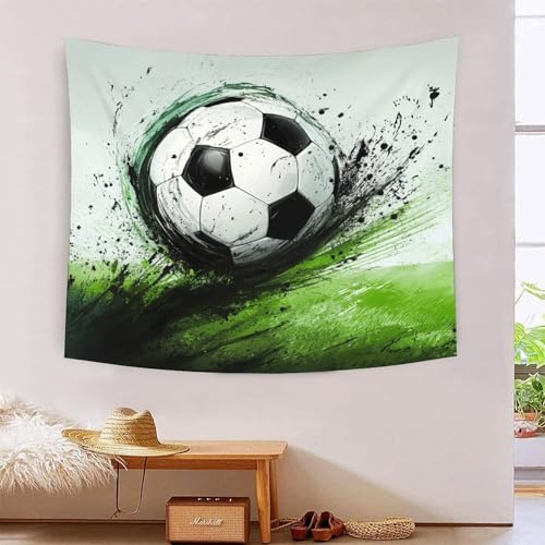 ICFGHJQRS 3D-Fußball-Druck-Wanddecke, Heimdekoration, Bettwäsche, Poster, Wandkunst, Wandteppich, Wandbehang, weiches Polyester, für Schlafzimmer, Wohnzimmer, Wohnheim, Heimdekoration, 180 x 230 cm von ICFGHJQRS