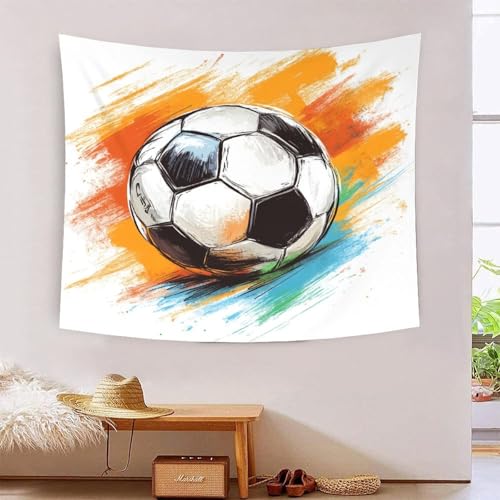 ICFGHJQRS 3D-Fußball-Druck-Wanddecke, Heimdekoration, Bettwäsche, Poster, Wandkunst, Wandteppich, weiches Polyester, für Kinder, Jungen, Mädchen, Schlafzimmer, Wohnzimmer, 100 x 150 cm von ICFGHJQRS
