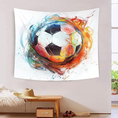 ICFGHJQRS 3D-Fußball-bedruckte Wanddecke, Heimdekoration, Bettwäsche, Poster, Wandkunst, Wandteppich, Wandbehang, weiches Polyester für Schlafzimmer, Dekorationen, Stranddecke, Studentenwohnheim, 180 von ICFGHJQRS