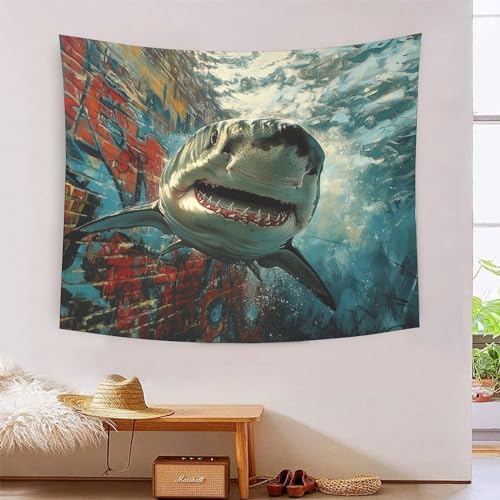 ICFGHJQRS 3D-Hai-bedruckte Wanddecke, Heimdekoration, Bettwäsche, Poster, Wandkunst, Wandteppich, weiches Polyester, für Unisex-Kinderzimmer/Wohnzimmer/Schlafsaal/Vorhang, 180 x 230 cm ICFGHJQRS 3D-Hai-bedruckte Wanddecke, Heimdekoration, Bettwäsche, Poster, Wandkunst, Wandteppich, weiches Polyester, für Unisex-Kinderzimmer/Wohnzimmer/Schlafsaal/Vorhang, 180 x 230 cm von ICFGHJQRS