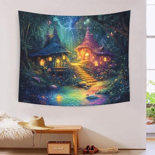 ICFGHJQRS 3D-Halloween-Wanddecke, Motiv: antikes Schloss, Heimdekoration, Bettwäsche, Poster, Wandkunst, Wandteppich, Wandbehang, weiches Polyester, für Wohnzimmer, Schlafzimmer, Wohnheim, Dekoration von ICFGHJQRS