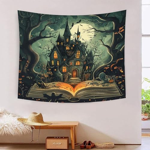 ICFGHJQRS 3D-Halloween-Wanddecke, Motiv: antikes Schloss, Heimdekoration, Bettwäsche, Poster, Wandkunst, Wandteppich, weiches Polyester, für Wohnzimmer, Schlafzimmer, Wohnheim, Dekoration, 150 x 200 ICFGHJQRS 3D-Halloween-Wanddecke, Motiv: antikes Schloss, Heimdekoration, Bettwäsche, Poster, Wandkunst, Wandteppich, weiches Polyester, für Wohnzimmer, Schlafzimmer, Wohnheim, Dekoration, 150 x 200 von ICFGHJQRS