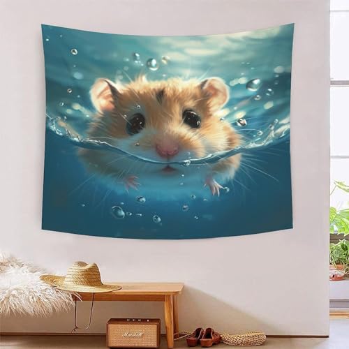 ICFGHJQRS 3D-Hamster-bedruckte Wanddecke, Heimdekoration, Bettwäsche, Poster, Wandkunst, Wandteppich, Wandbehang, Wandteppich, weiches Polyester, für Wohnzimmer, Schlafzimmer, Schlafsaal, Dekoration von ICFGHJQRS