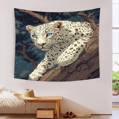 ICFGHJQRS 3D-Leopardenmuster, Wanddecke, Heimdekoration, Bettwäsche, Poster, Wandkunst, Wandteppich, Wandbehang, weiches Polyester für Schlafzimmer, Dekorationen, Stranddecke, Studentenwohnheim, 100 x von ICFGHJQRS
