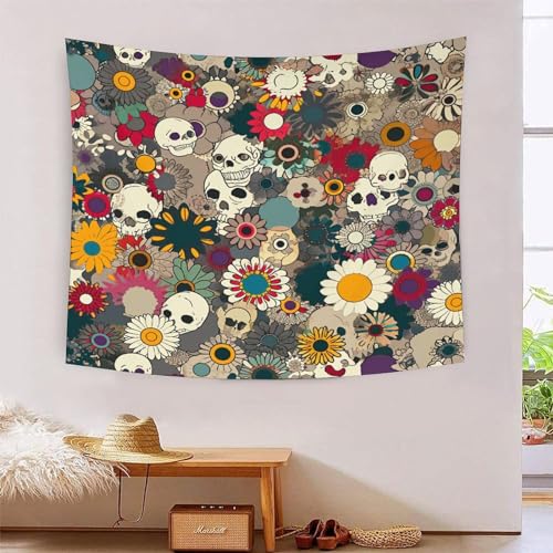 ICFGHJQRS 3D-Totenkopf-Wanddecke, Heimdekoration, Bettwäsche, Poster, Wandkunst, Wandteppich, weiches Polyester, für Kinder, Jungen, Mädchen, Schlafzimmer, Wohnzimmer, 180 x 230 cm von ICFGHJQRS