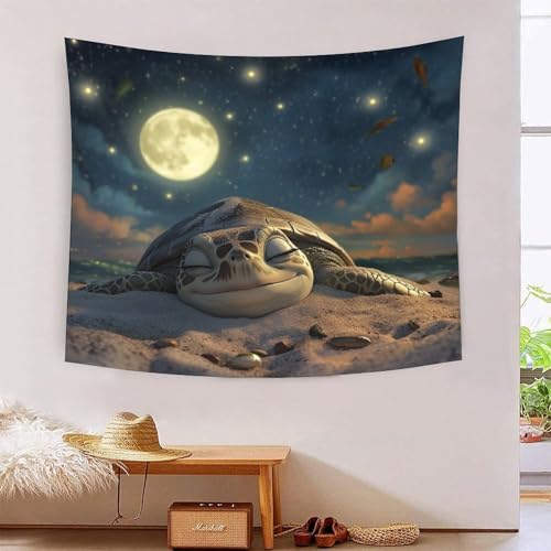 ICFGHJQRS 3D-Wanddecke, Motiv: Meeresschildkröte, Heimdekoration, Bettwäsche, Poster, Wandkunst, Wandteppich, weiches Polyester, für Kinder, Jungen, Mädchen, Schlafzimmer, Wohnzimmer, 100 x 150 cm von ICFGHJQRS