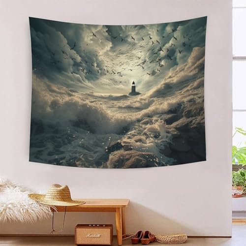 ICFGHJQRS 3D-Wanddecke, Motiv: Möwe, bedruckt, Heimdekoration, Bettwäsche, Poster, Wandkunst, Wandteppich, Wandbehang, weiches Polyester für Schlafzimmer, Dekorationen, Stranddecke, Studentenwohnheim von ICFGHJQRS