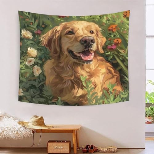 ICFGHJQRS 3D-Wanddecke mit Golden Retriever-Druck, Heimdekoration, Bettwäsche, Poster, Wandkunst, Wandteppich, weiches Polyester, für Unisex-Kinderzimmer/Wohnzimmer/Schlafsaal/Vorhang, 100 x 150 cm ICFGHJQRS 3D-Wanddecke mit Golden Retriever-Druck, Heimdekoration, Bettwäsche, Poster, Wandkunst, Wandteppich, weiches Polyester, für Unisex-Kinderzimmer/Wohnzimmer/Schlafsaal/Vorhang, 100 x 150 cm von ICFGHJQRS