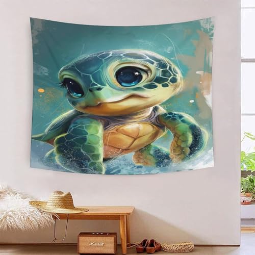 ICFGHJQRS 3D-Wanddecke mit Meeresschildkröten-Druck, Heimdekoration, Bettwäsche, Poster, Wandkunst, Wandteppich, Wandbehang, weiches Polyester, für Unisex-Kinderzimmer/Wohnzimmer/Schlafsaal/Vorhang von ICFGHJQRS
