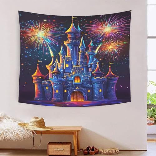 ICFGHJQRS 3D-Wanddecke mit Schlossdruck, Heimdekoration, Bettwäsche, Poster, Wandkunst, Wandteppich, Wandbehang, weiches Polyester, für Kinder, Jungen, Mädchen, Schlafzimmer, Wohnzimmer, 100 x 150 cm von ICFGHJQRS