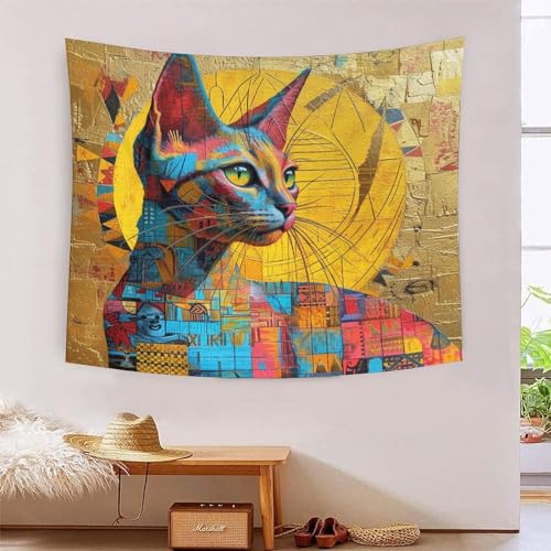 ICFGHJQRS 3D-Wanddecke mit niedlichem Katzendruck, Heimdekoration, Bettwäsche, Poster, Wandkunst, Wandteppich, weiches Polyester für Schlafzimmer, Dekorationen, Stranddecke, Studentenwohnheim, 180 x von ICFGHJQRS