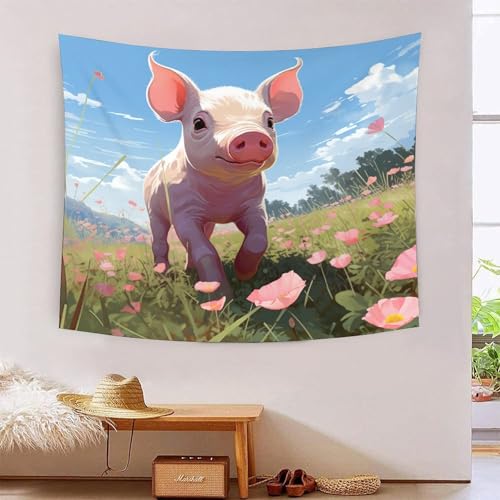 ICFGHJQRS 3D-Wanddecke mit niedlichem Schweine-Druck, Heimdekoration, Bettwäsche, Poster, Wandkunst, Wandteppich, Wandbehang, weiches Polyester, für Schlafzimmer, Wohnzimmer, Wohnheim und von ICFGHJQRS