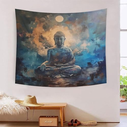 ICFGHJQRS Artistic Buddha Statues 3D-Druck Wandteppich Poster Ornament Wandkunst Tapestry Zubehör Raumteiler Wandteppich für Schlafzimmer Wohnzimmer 180 cm x 230 cm von ICFGHJQRS