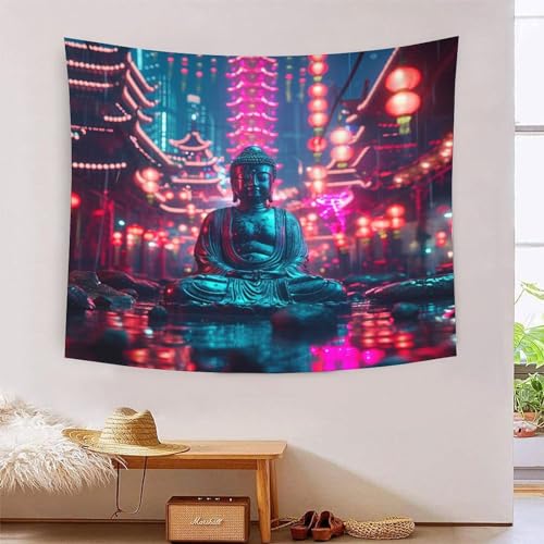 ICFGHJQRS Artistic Buddha Statues 3D-Druck Wandteppich Poster Wanddekoration Tapestry Zubehör Raumteiler Wandteppich für Schlafzimmer, Wohnzimmer, Schlafsaal und Schlafzimmer 130 cm x 150 cm von ICFGHJQRS