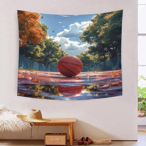 ICFGHJQRS Basketball 3D-Druck Wandteppich Poster Ornament Wandkunst Tapestry Zubehör Raumteiler Wandbehang Verwendet In Schlafzimmer, Wohnzimmer, Tagesdecke, Wanddekoration 150cmx200cm von ICFGHJQRS