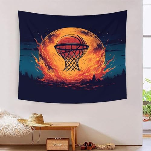 ICFGHJQRS Basketball 3D-Druck Wandteppich Poster Ornament Wandkunst Tapestry Zubehör Trennwände Tapisserie Für Wohnkultur 100cmx150cm von ICFGHJQRS