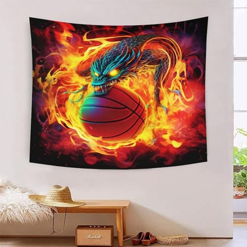 ICFGHJQRS Basketball 3D-Druck Wandteppich Poster Ornament Wandkunst Tapestry Zubehör Trennwände Tapisserie Für Wohnzimmer Schlafzimmer 100cmx150cm von ICFGHJQRS