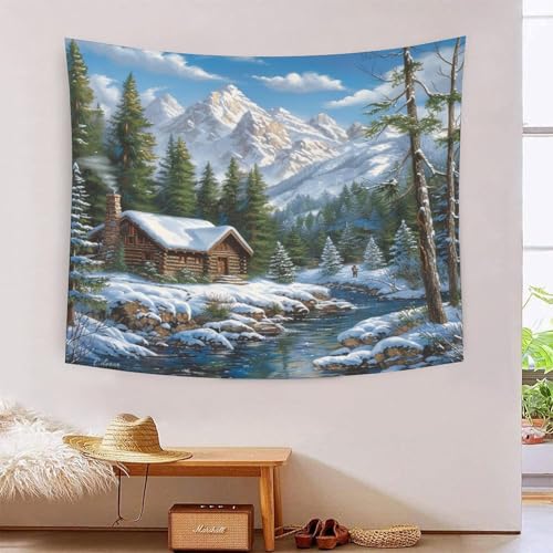 ICFGHJQRS Bedruckte 3D-Wanddecke, Motiv: Berghütte, Heimdekoration, Bettwäsche, Poster, Wandkunst, Wandteppich, weiches Polyester, für Schlafzimmer, Wohnzimmer, Wohnheim, Heimdekoration, 100 x 150 cm ICFGHJQRS Bedruckte 3D-Wanddecke, Motiv: Berghütte, Heimdekoration, Bettwäsche, Poster, Wandkunst, Wandteppich, weiches Polyester, für Schlafzimmer, Wohnzimmer, Wohnheim, Heimdekoration, 100 x 150 cm von ICFGHJQRS
