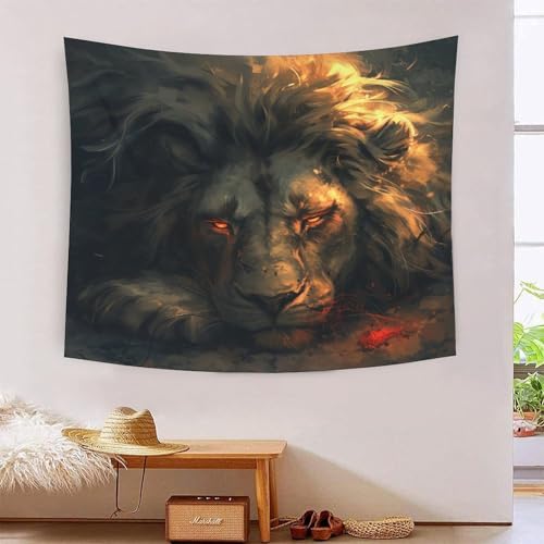 ICFGHJQRS Bedruckte 3D-Wanddecke mit Löwenmotiv, Heimdekoration, Bettwäsche, Poster, Wandkunst, Wandteppich, Wandbehang, weiches Polyester, für Schlafzimmer, Wohnzimmer, Wohnheim und Raumdekoration von ICFGHJQRS