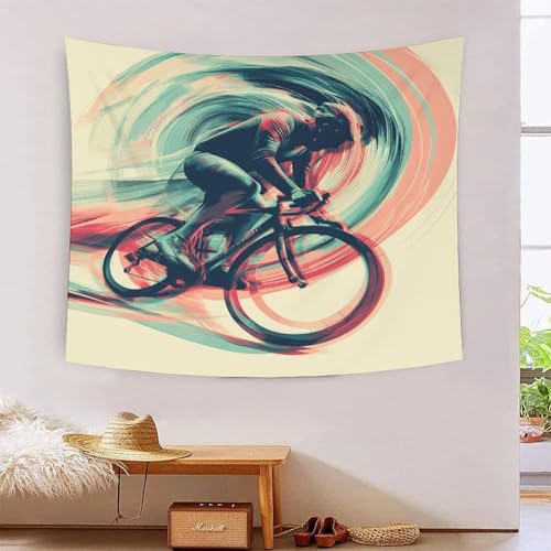 ICFGHJQRS Bedruckte 3D-Wanddecke mit Mountainbike-Motiv, Heimdekoration, Bettwäsche, Poster, Wandkunst, Wandteppich, Wandbehang, weiches Polyester, für Schlafzimmer, Wohnzimmer, Wohnheim, Dekoration von ICFGHJQRS