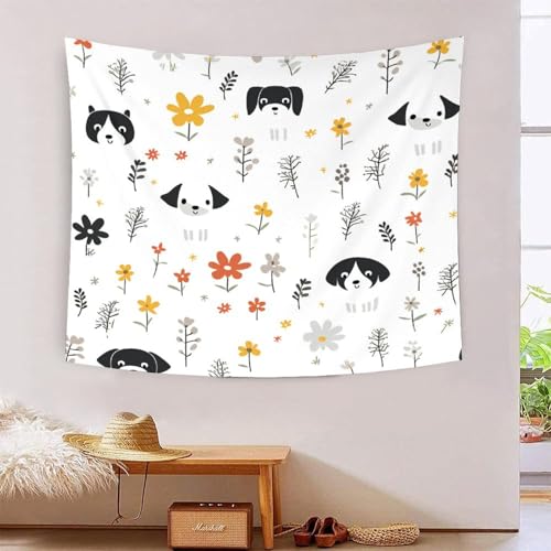 ICFGHJQRS Bedruckte 3D-Wanddecke mit niedlichen Hunden, Heimdekoration, Bettwäsche, Poster, Wandkunst, Wandteppich, weiches Polyester, für Kinder, Jungen, Mädchen, Schlafzimmer, Wohnzimmer, 180 x 230 von ICFGHJQRS