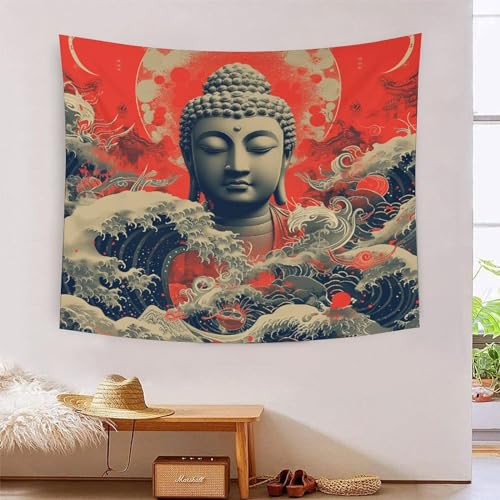 ICFGHJQRS Buddha-Statue, 3D-Druck, Wandteppich, Raumteiler, Wandteppich, Wandtuch, Heimdekoration, Schlafzimmerdekoration, Wandteppich, 130 cm x 150 cm von ICFGHJQRS