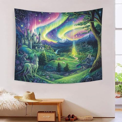 ICFGHJQRS Castle 3D-Druck Wandteppich Poster Ornament Wandkunst Tapestry Zubehör Raumteiler Wandteppich Verwendet in Schlafzimmer, Wohnzimmer, Tagesdecke, Wanddekoration 100cmx150cm von ICFGHJQRS