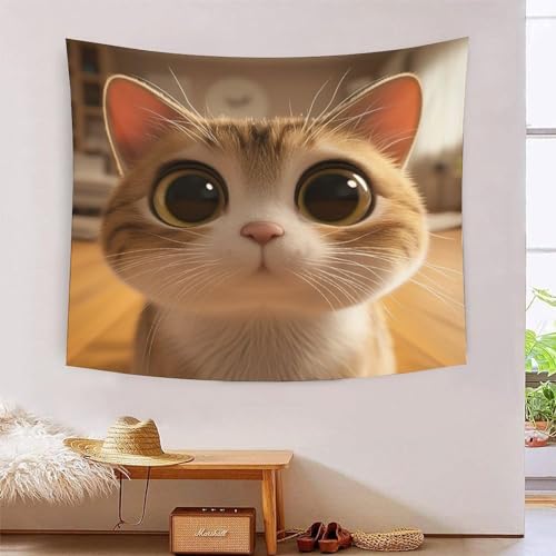 ICFGHJQRS Cat 3D-Druck Wandteppich Poster Ornament Wandkunst Tapestry Stoff Wand hängende Dekoration Verwendet in Schlafzimmer, Wohnzimmer, Tagesdecke, Wanddekoration 130cmx150cm von ICFGHJQRS