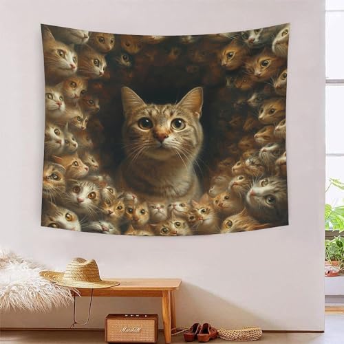 ICFGHJQRS Cat 3D-Druck Wandteppich Poster Ornament Wandkunst Tapestry Zubehör Trennwände Tapisserie Für Wohnzimmer Schlafzimmer 150cmx200cm von ICFGHJQRS