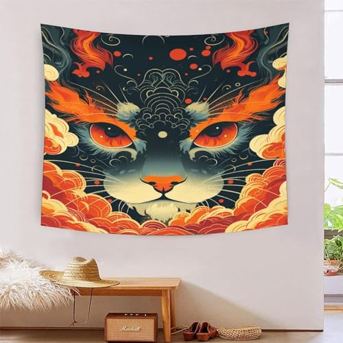 ICFGHJQRS Cat 3D-Druck Wandteppich Poster Ornament Wandkunst Tapestry Zubehör Trennwände Tapisserie Für Wohnzimmer Schlafzimmer 150cmx200cm von ICFGHJQRS