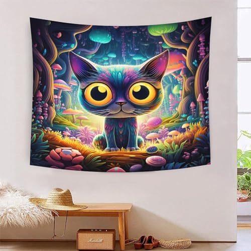 ICFGHJQRS Cat 3D-Druck Wandteppich Poster Ornament Wandkunst Tapestry Zubehör Trennwände Wandteppich für Wohnkultur 100cmx150cm von ICFGHJQRS