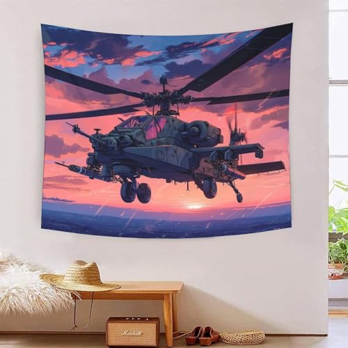 ICFGHJQRS Combat Helicopter 3D-Druck Wandteppich Poster Ornament Wandkunst Tapestry Zubehör Trennwände Tapisserie Für Wohnkultur 150cmx200cm von ICFGHJQRS