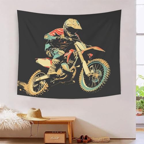 ICFGHJQRS Cross-country Motorcycle 3D-Druck Wandteppich Poster Ornament Wandkunst Tapestry Zubehör Raumteiler Tapisserie für Schlafzimmer Wohnzimmer 150cmx200cm von ICFGHJQRS