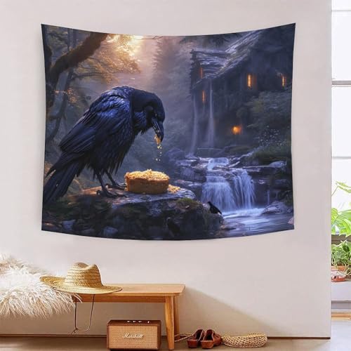 ICFGHJQRS Crow 3D-Druck Wandteppich Poster Ornament Wandkunst Tapestry Zubehör Raumteiler Tapisserie Für Wohnzimmer Schlafzimmer 130cmx150cm von ICFGHJQRS