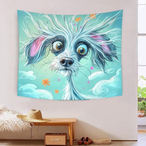 ICFGHJQRS Crowned Dog 3D-Druck Wandteppich Poster Ornament Wandkunst Tapestry Zubehör Trennwände Tapisserie Für Wohnzimmer Schlafzimmer 150cmx200cm von ICFGHJQRS