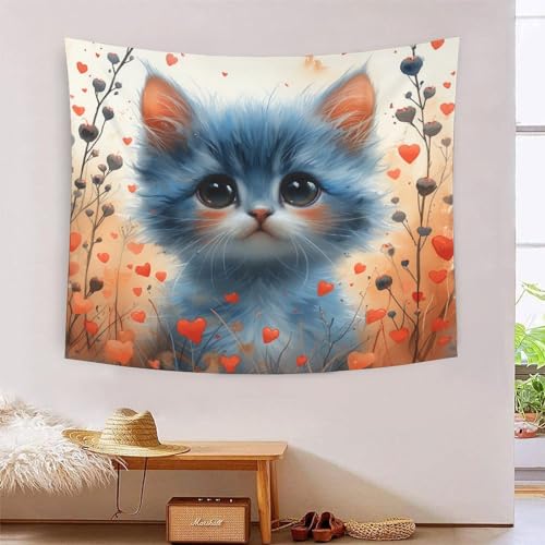 ICFGHJQRS Cute Cat 3D-Druck Wandteppich Poster Ornament Wandkunst Tapestry Zubehör Raumteiler Tapisserie für Schlafzimmer Wohnzimmer 100cmx150cm von ICFGHJQRS
