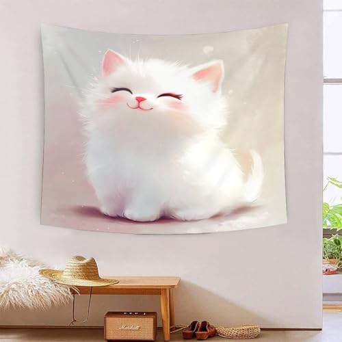 ICFGHJQRS Cute Cat 3D-Druck Wandteppich Poster Ornament Wandkunst Tapestry Zubehör Raumteiler Wandteppich Verwendet im Schlafzimmer, Wohnzimmer, Tagesdecke, Wanddekoration 180cmx230cm von ICFGHJQRS