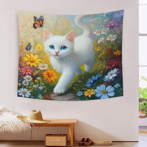 ICFGHJQRS Cute Cat 3D-Druck Wandteppich Poster Ornament Wandkunst Tapestry Zubehör Raumteiler Wandteppich Verwendet in Schlafzimmer, Wohnzimmer, Tagesdecke, Wanddekoration 150cmx200cm ICFGHJQRS Cute Cat 3D-Druck Wandteppich Poster Ornament Wandkunst Tapestry Zubehör Raumteiler Wandteppich Verwendet in Schlafzimmer, Wohnzimmer, Tagesdecke, Wanddekoration 150cmx200cm von ICFGHJQRS