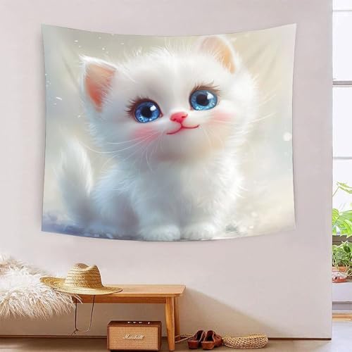 ICFGHJQRS Cute Cat 3D-Druck Wandteppich Poster Wanddekoration Tapestry Zubehör Raumteiler Wandteppich Verwendet in Schlafzimmer, Wohnzimmer, Tagesdecke, Wanddekoration 150cmx200cm von ICFGHJQRS