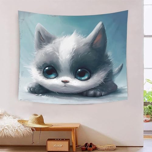 ICFGHJQRS Cute Cat 3D-Druck Wandteppich Poster Wanddekoration Tapestry Zubehör Raumteiler Wandteppich Verwendet in Schlafzimmer, Wohnzimmer, Tagesdecke, Wanddekoration 180cmx230cm von ICFGHJQRS