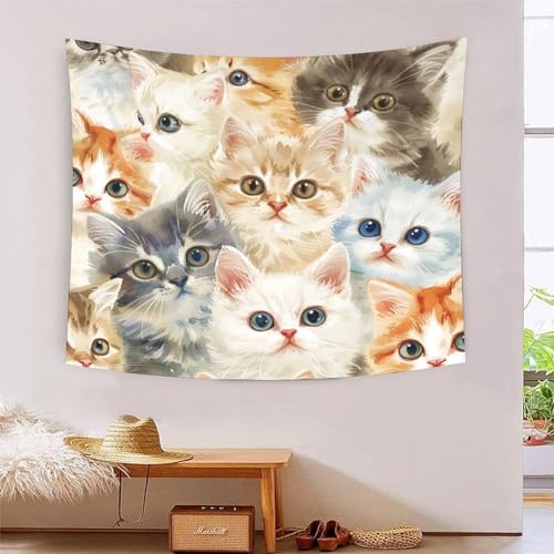ICFGHJQRS Cute Cat 3D-Druck Wandteppich Poster Wanddekoration Tapestry Zubehör Trennwände Wandteppich Für Wohnzimmer Schlafzimmer 150cmx200cm von ICFGHJQRS
