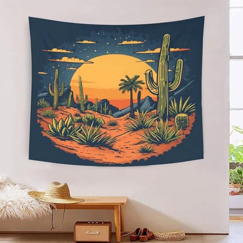 ICFGHJQRS Desert Kaktus 3D-Druck Wandteppich Poster Ornament Wandkunst Tapestry Zubehör Raumteiler Tapisserie für Schlafzimmer Wohnzimmer 130cmx150cm von ICFGHJQRS
