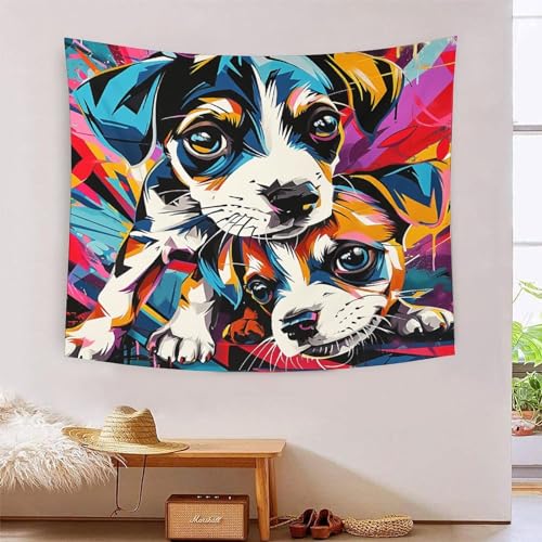 ICFGHJQRS Dog 3D-Druck Wandteppich Poster Ornament Wandkunst Tapestry Zubehör Raumteiler Tapisserie Für Wohnzimmer Schlafzimmer Schlafsaal 130cmx150cm von ICFGHJQRS