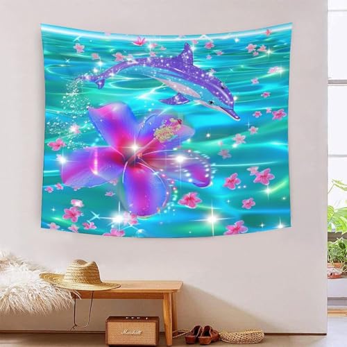 ICFGHJQRS Dolphin 3D-Druck Wandteppich Poster Wanddekoration Tapestry Zubehör Raumteiler Tapisserie Für Wohnzimmer Schlafzimmer Schlafsaal 150cmx200cm von ICFGHJQRS