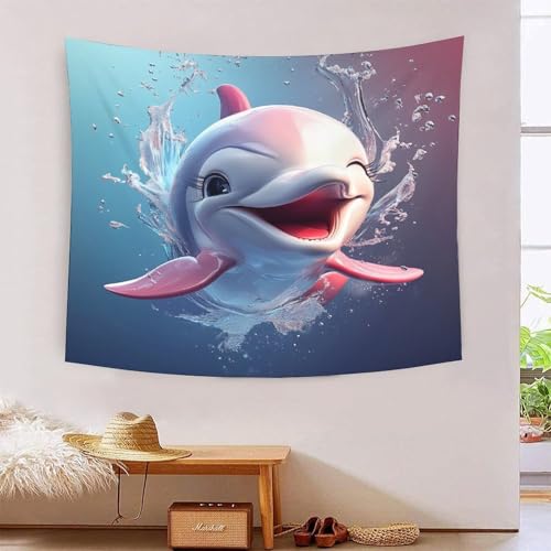 ICFGHJQRS Dolphin 3D-Druck Wandteppich Poster Wanddekoration Tapestry Zubehör Raumteiler Wandteppich Verwendet in Schlafzimmer, Wohnzimmer, Tagesdecke, Wanddekoration 150 x 200 cm von ICFGHJQRS