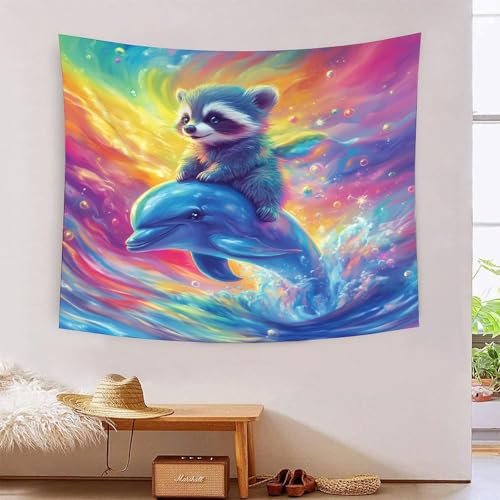 ICFGHJQRS Dolphin 3D-Druck Wandteppich Poster Wanddekoration Tapestry Zubehör Raumteiler Wandteppich für Schlafzimmer, Wohnzimmer, Schlafsaal 150 cm x 200 cm von ICFGHJQRS