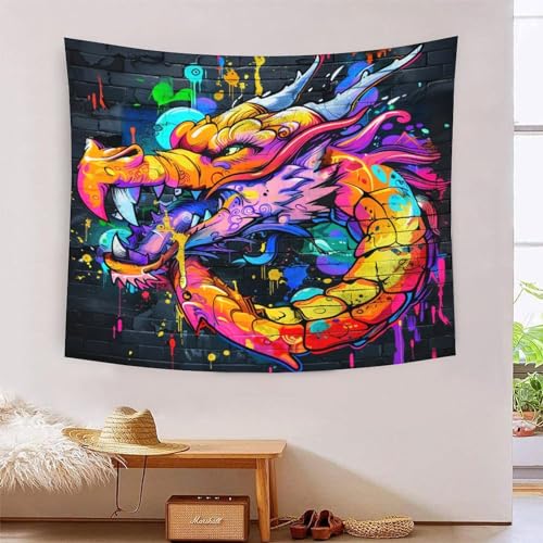 ICFGHJQRS Dragon 3D-Druck Wandteppich Poster Wanddekoration Tapestry Zubehör Raumteiler Tapisserie für Schlafzimmer Wohnzimmer 130cmx150cm von ICFGHJQRS